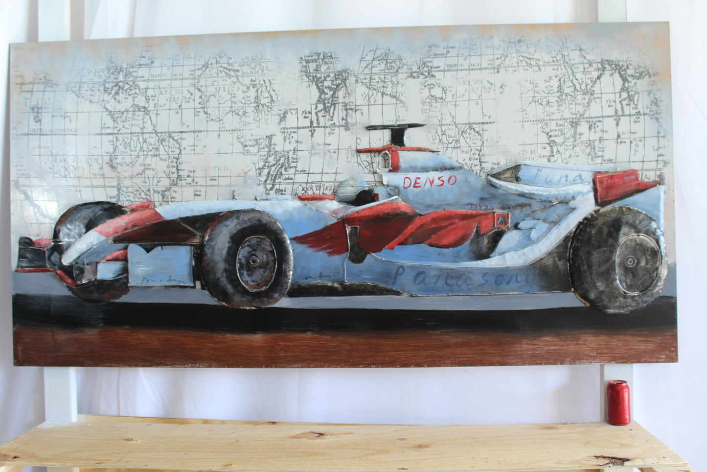NIFAO Formula 1 Inspired Race Car Painting on Metal with 3D Design 79" x 2" x 40"H