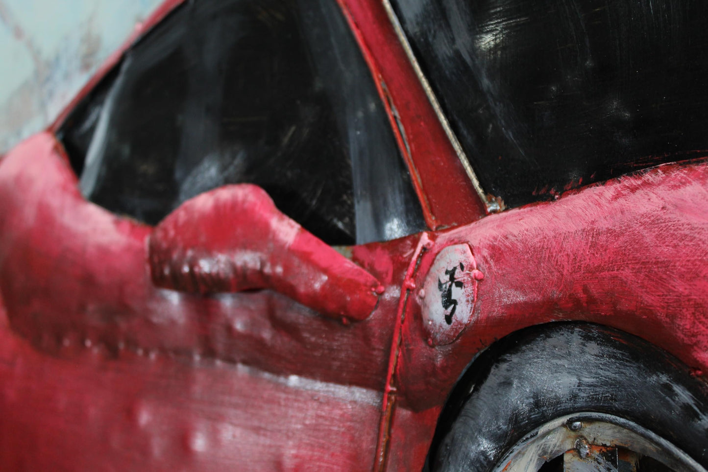 NIFAO Ferrari Inspired Red Sports Car Metal Wall Art with 3D Accents 79" x 2" x 40"H