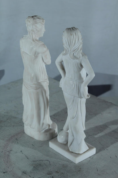 NIFAO Pair of Marble Lady Statues Classical Set 8"x3"x12"H