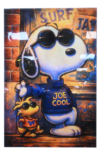 Snoopy Joe Cool Pop Art Resin Covered Canvas 40"x60"