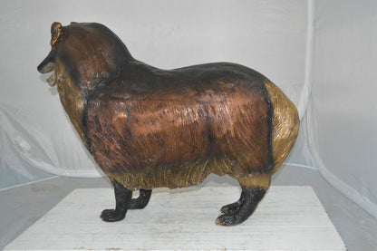 Collie Dog Bronze Statue -  Size: 31"L x 9"W x 24"H.
