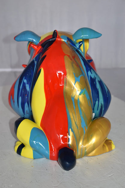 Modern Happy Paint Drops Bulldog Statue Made of Resin Size: 14" x 19" x 10"H