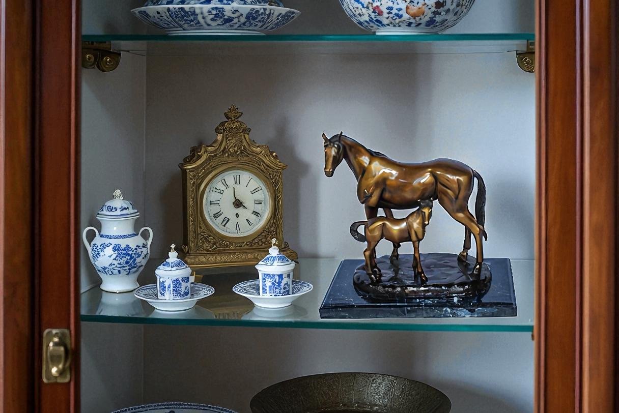 Horse and Foal Bronze Sculpture on Marble Base 14" x 8" x 13"H