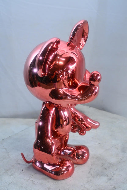 Rose Gold Mouse Cartoon Character Resin Sculpture Figurine 12"x9"x16"H