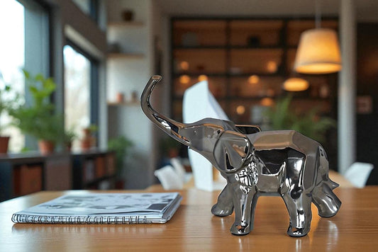 Modern Art Ceramic Elephant Statue Size: 15" x 14" x 10"H