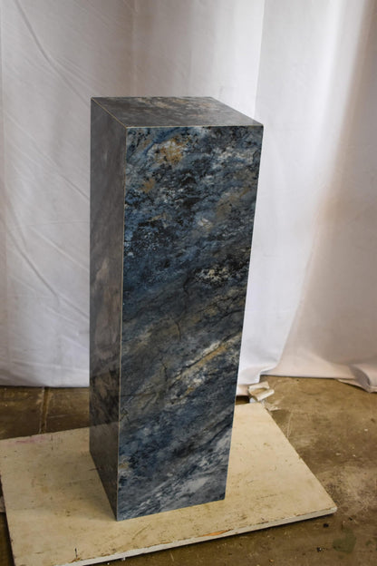 Pedestal For Artwork, Dark Blue Ocean Look Made of Porcelain.  12" x 12" x 39"H