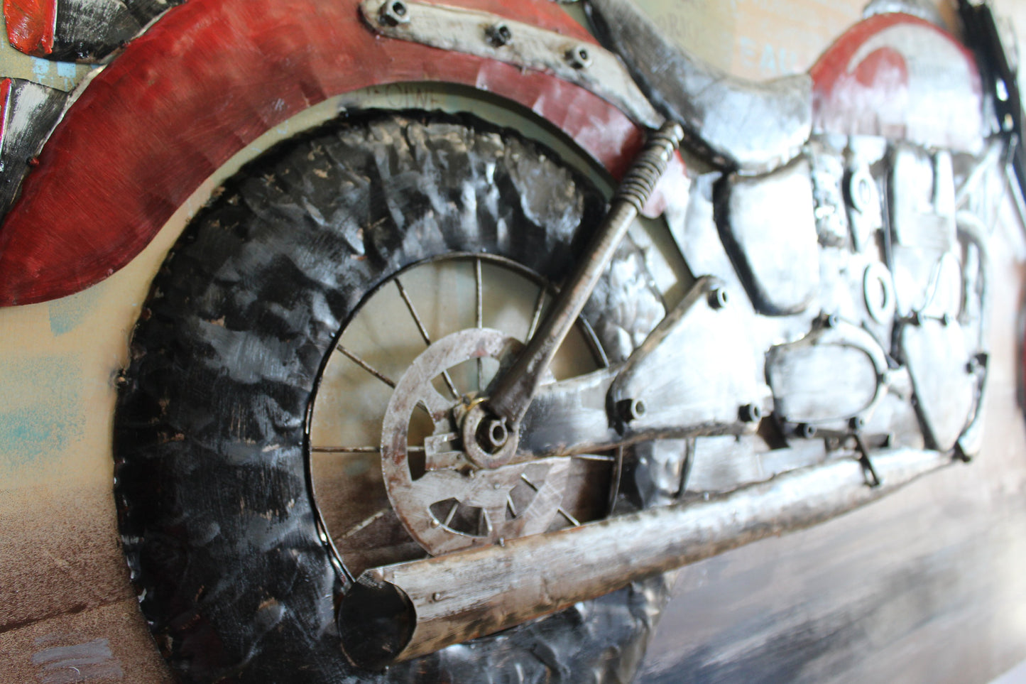 NIFAO Triumph Inspired Classic Motorcycle Painting on Metal 3D 79" x 2" x 40"H