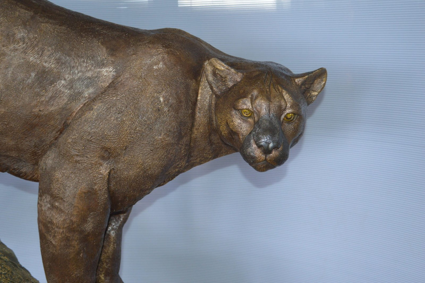 Mountain Lion Bronze Statue -  Size: 73"L x 41"W x 65"H.