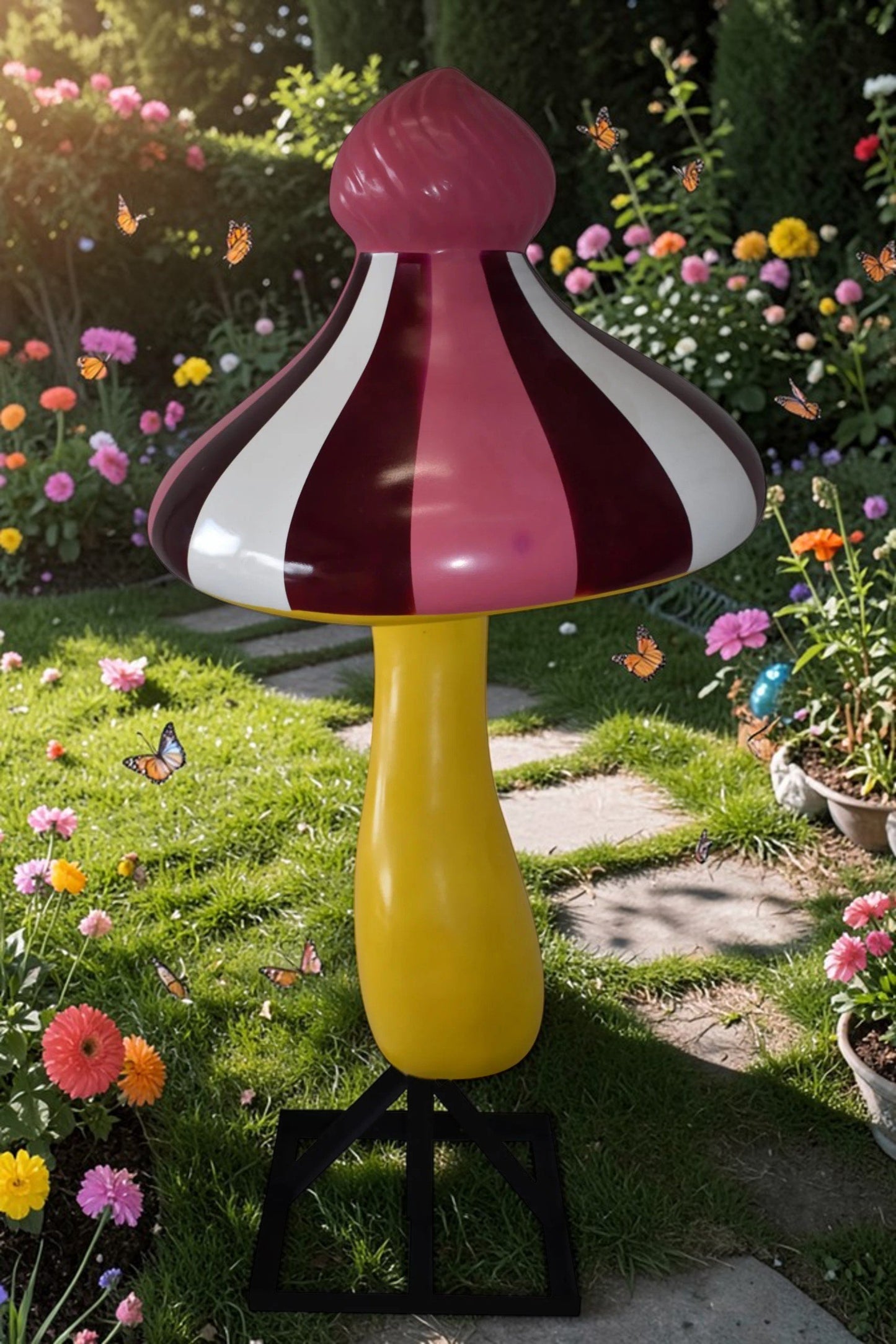 Happy Giant Mushroom Made of Resin for Indoors Outdoors Size: 34" x 34" x 64"H