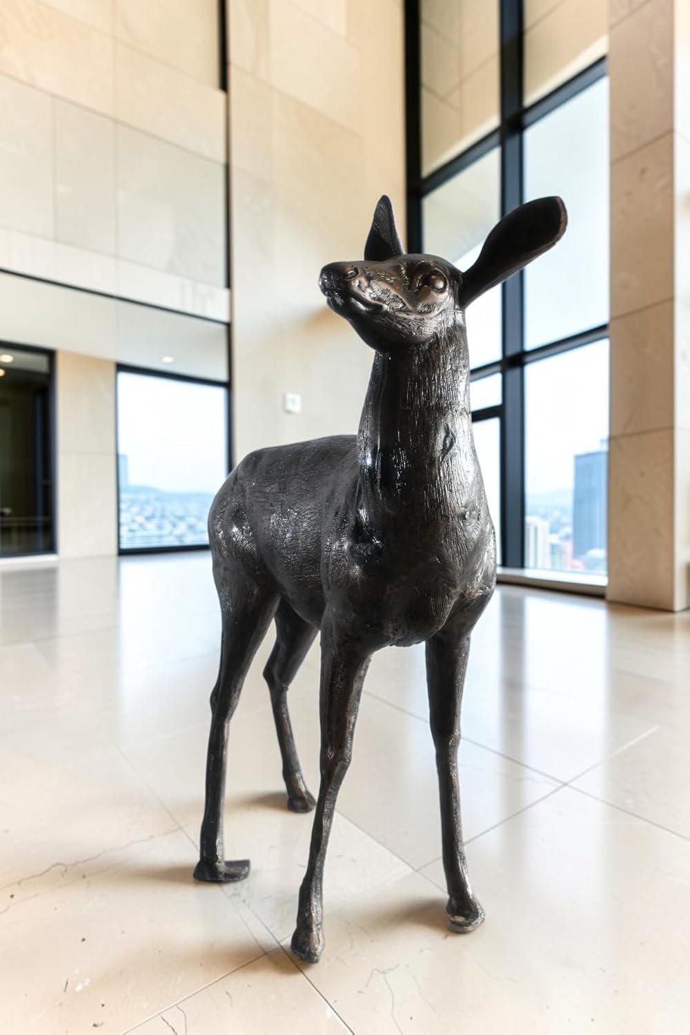 Graceful Doe Deer Statue Large Aluminum Garden Sculpture 48"x18"x46"H