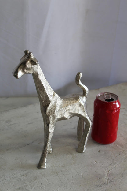 Aluminum Giraffe Statue, Elegant Miniature Accent for Any Space 7" x 3" x 10"H