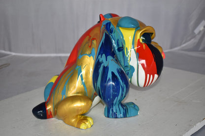 Modern Happy Paint Drops Bulldog Statue Made of Resin Size: 14" x 19" x 10"H