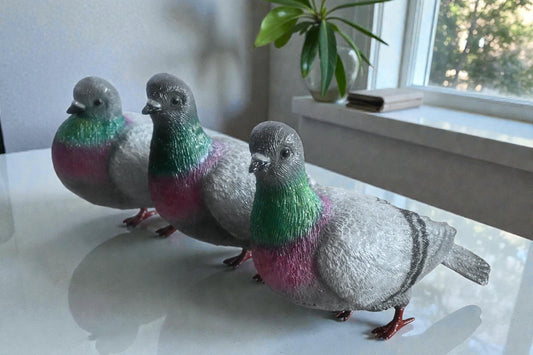 Three Pigeons Bronze Lifesize Sculpture Set 14"x12"x8"H