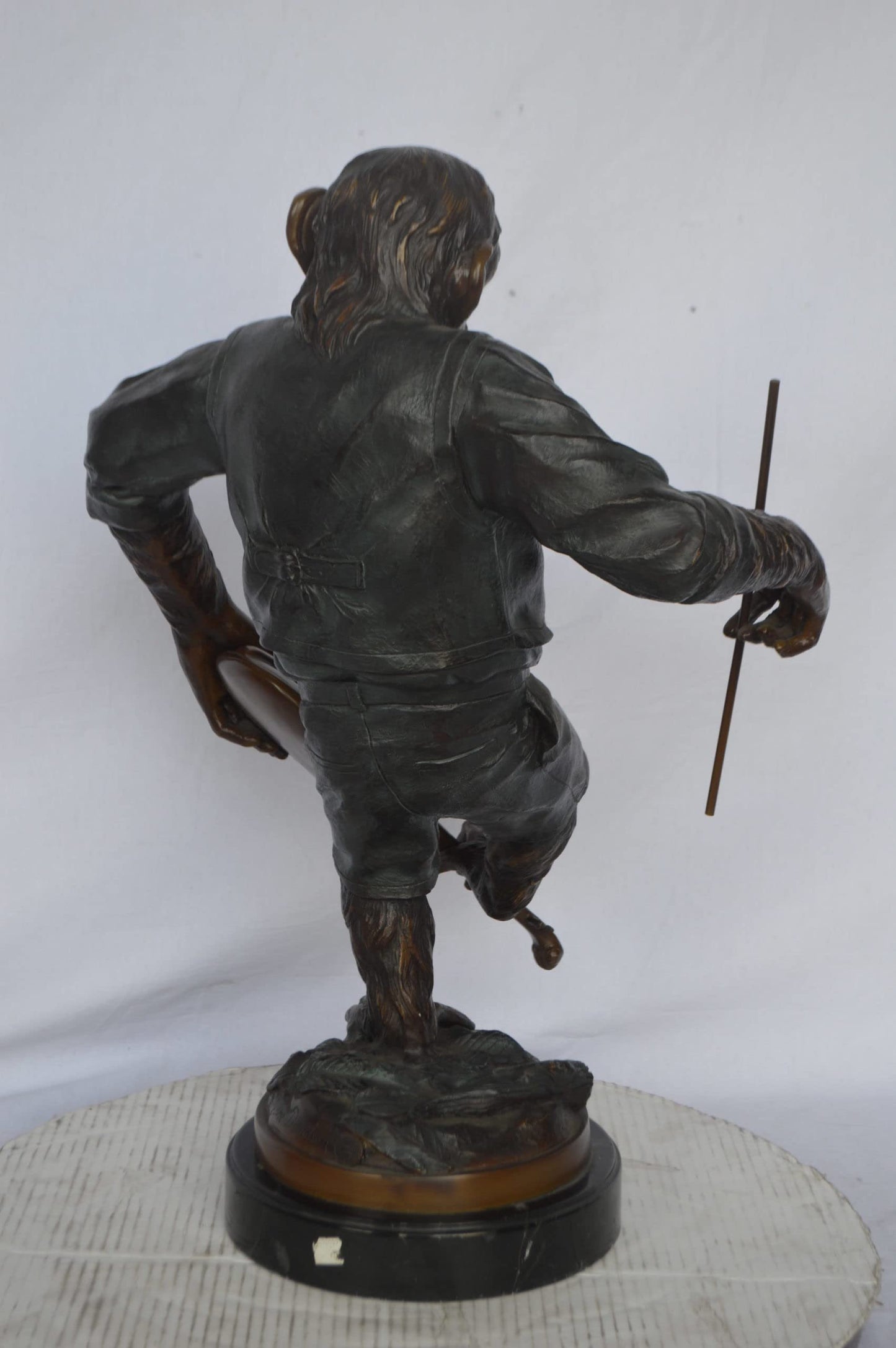 Monkey with Violin bronze statue - Size: 20"L x 17"W x 26"H