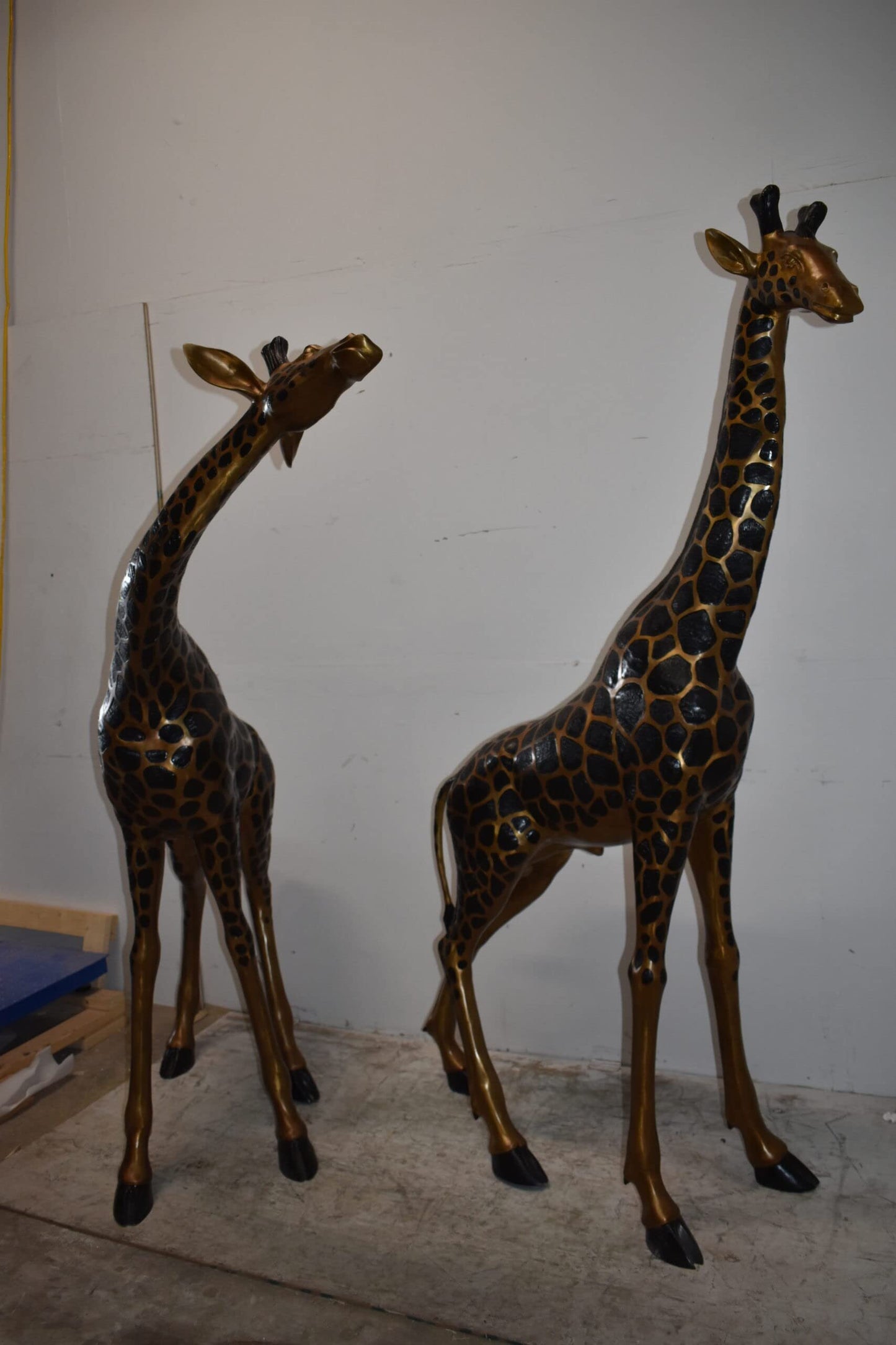 Pair of Young Playful Giraffes Bronze Statue Size: 54" x 18" x 89"H