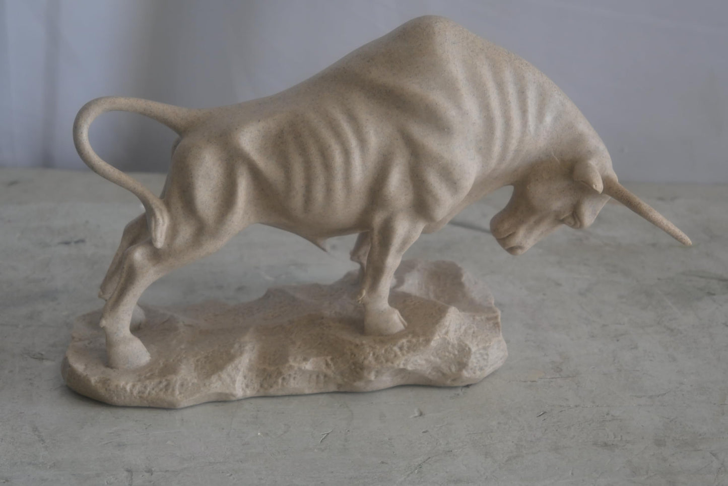 Resin Charging Bull Sculpture on Rocky Base Decor 14"x4"x9"H