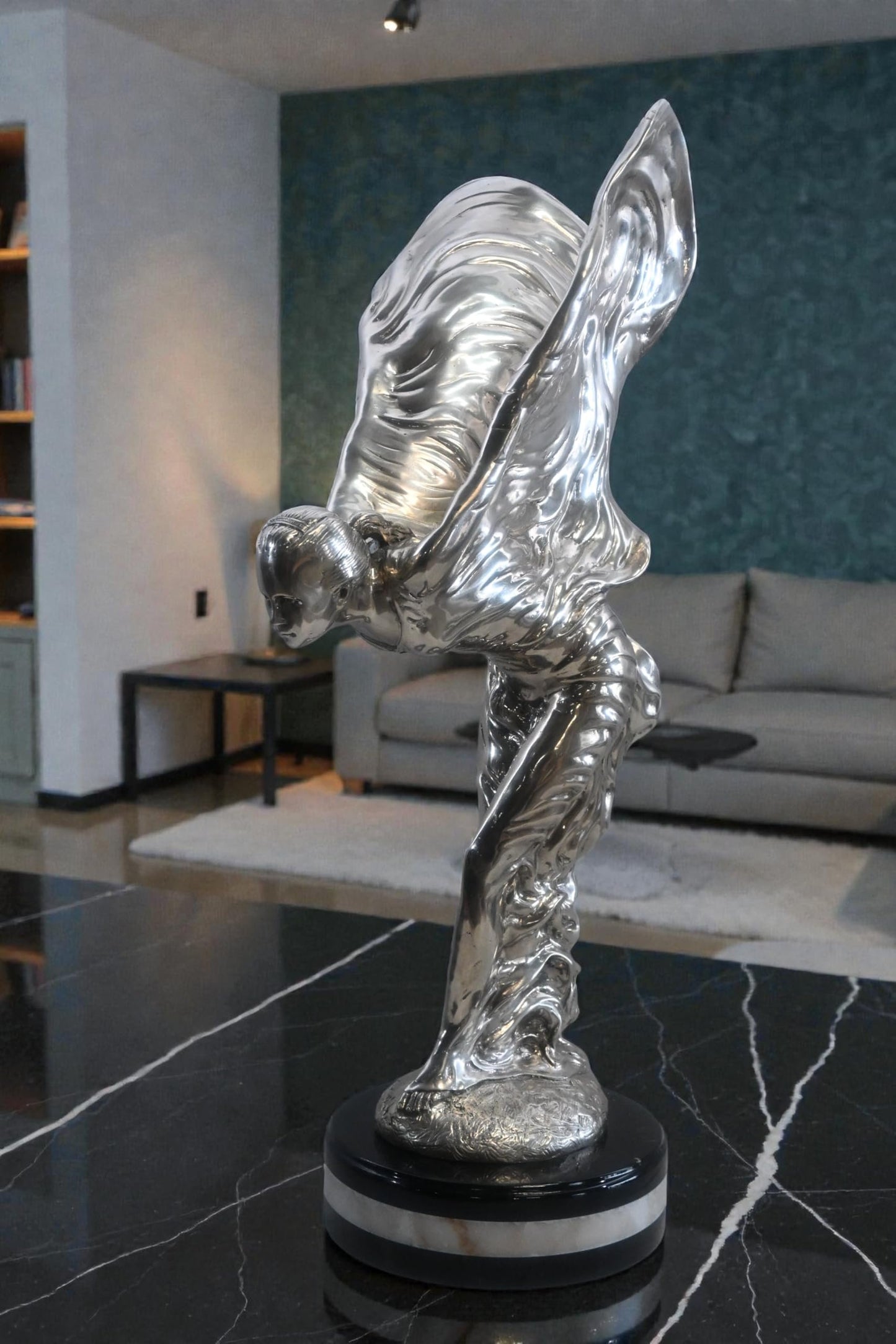Spirit of Ecstasy Silver Bronze Sculpture Rolls Royce 10"x15"x24"H