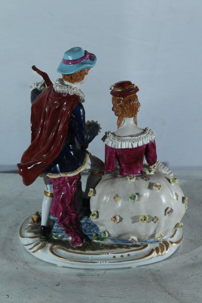 NIFAO Porcelain Romantic Couple Figurine with Guitar and Book 11" x 8" x 13"H