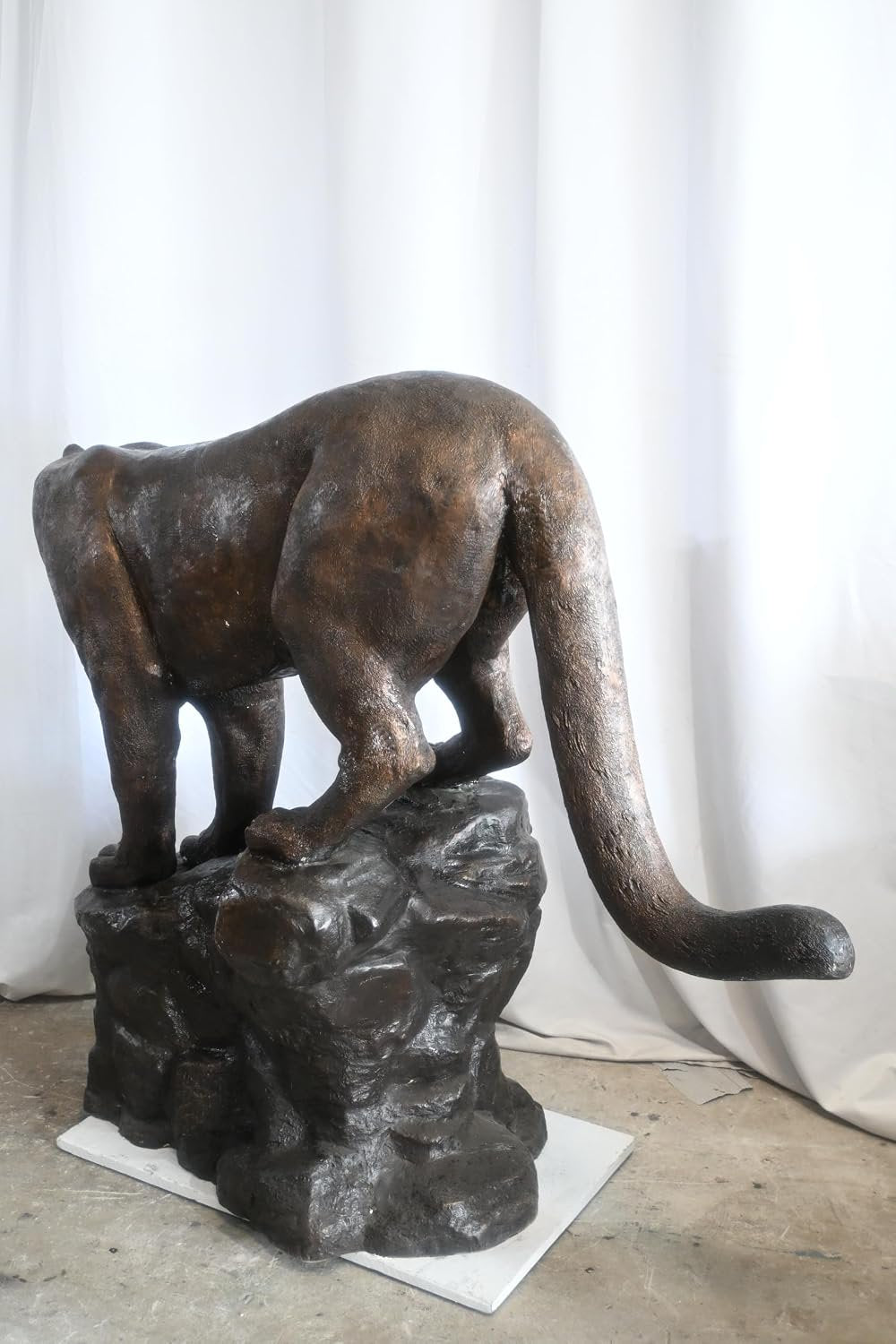 Giant Bronze Mountain Lion Cougar Statue on a Rock Base 64"x24"x52"H