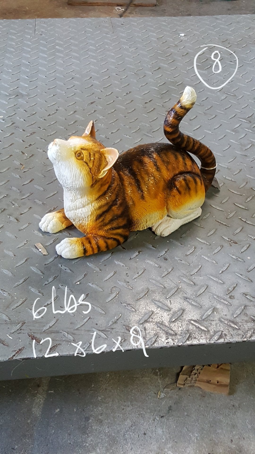 Squat cat Bronze Statue -  Size: 12"L x 6"W x 9"H.