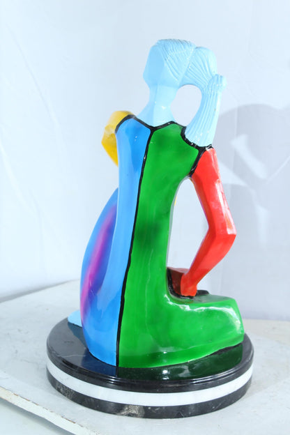 NIFAO Picasso Style Bronze Woman Statue Colorful Abstract Modern Art 14" x 14" x 23"H