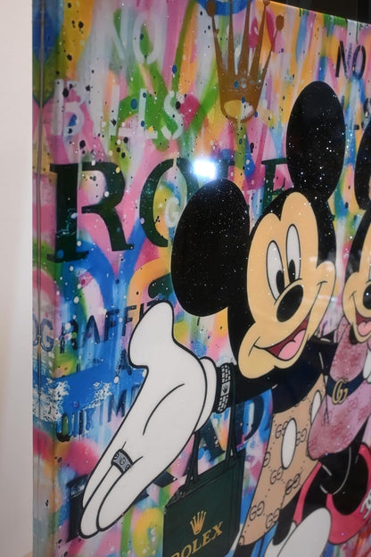 Fashionista Mice Shopping Pop Art Resin Canvas 38"x38"