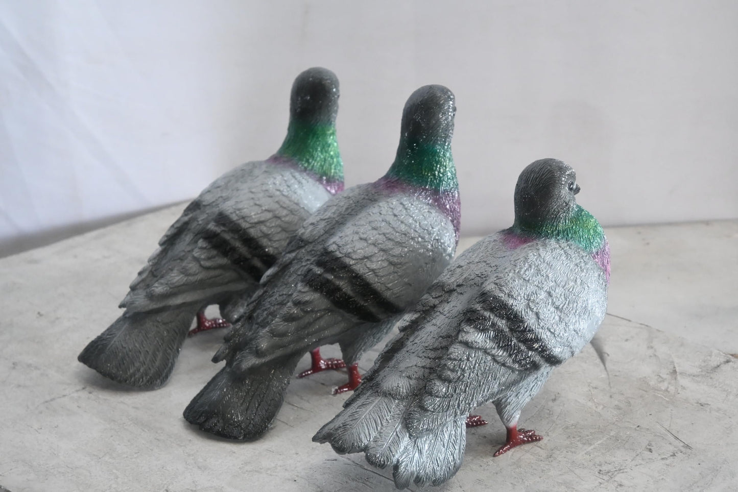 Three Pigeons Bronze Lifesize Sculpture Set 14"x12"x8"H