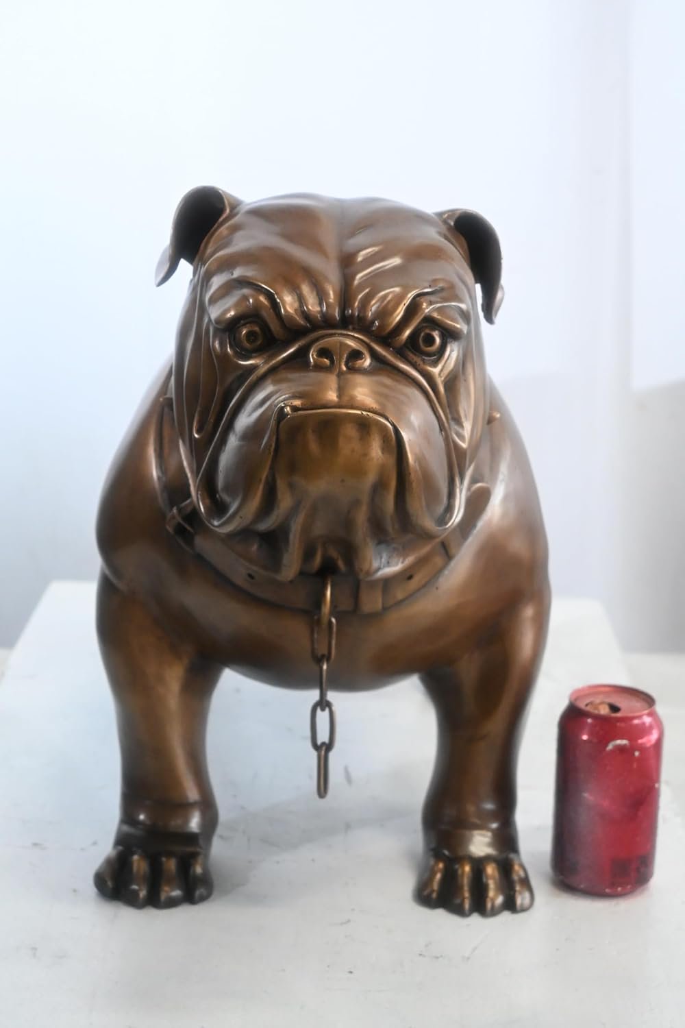 Bronze English Bulldog Statue Studded Collar Mascot Decor 29"x13"x17"H