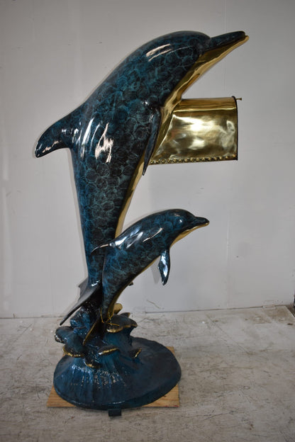 Two Dolphins Mailbox Made of Bronze Statue Size: 48" x 31" x 68"H
