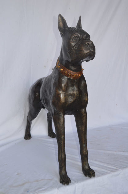 Boxer Dog bronze statue - Size: 35"L x 10"W x 36"H.