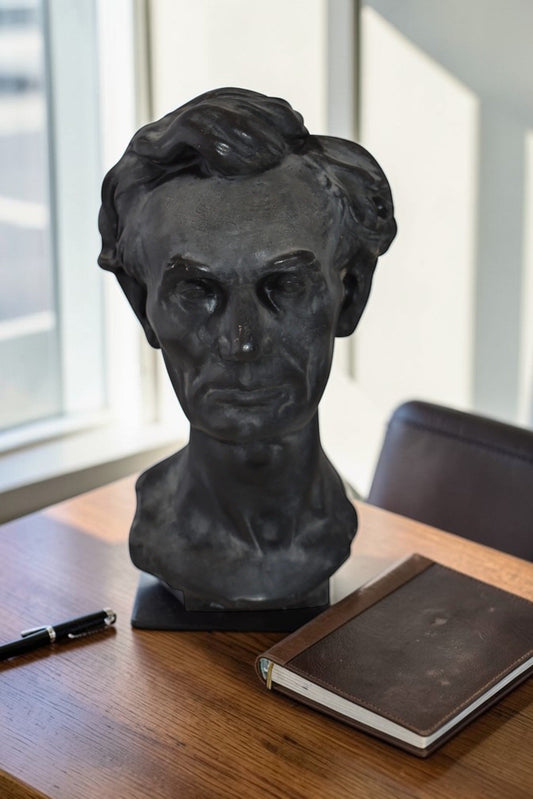 Replica of Abraham Lincoln by Leonardo Volk Plaster Cast Statue  6" x 7" x 13"H