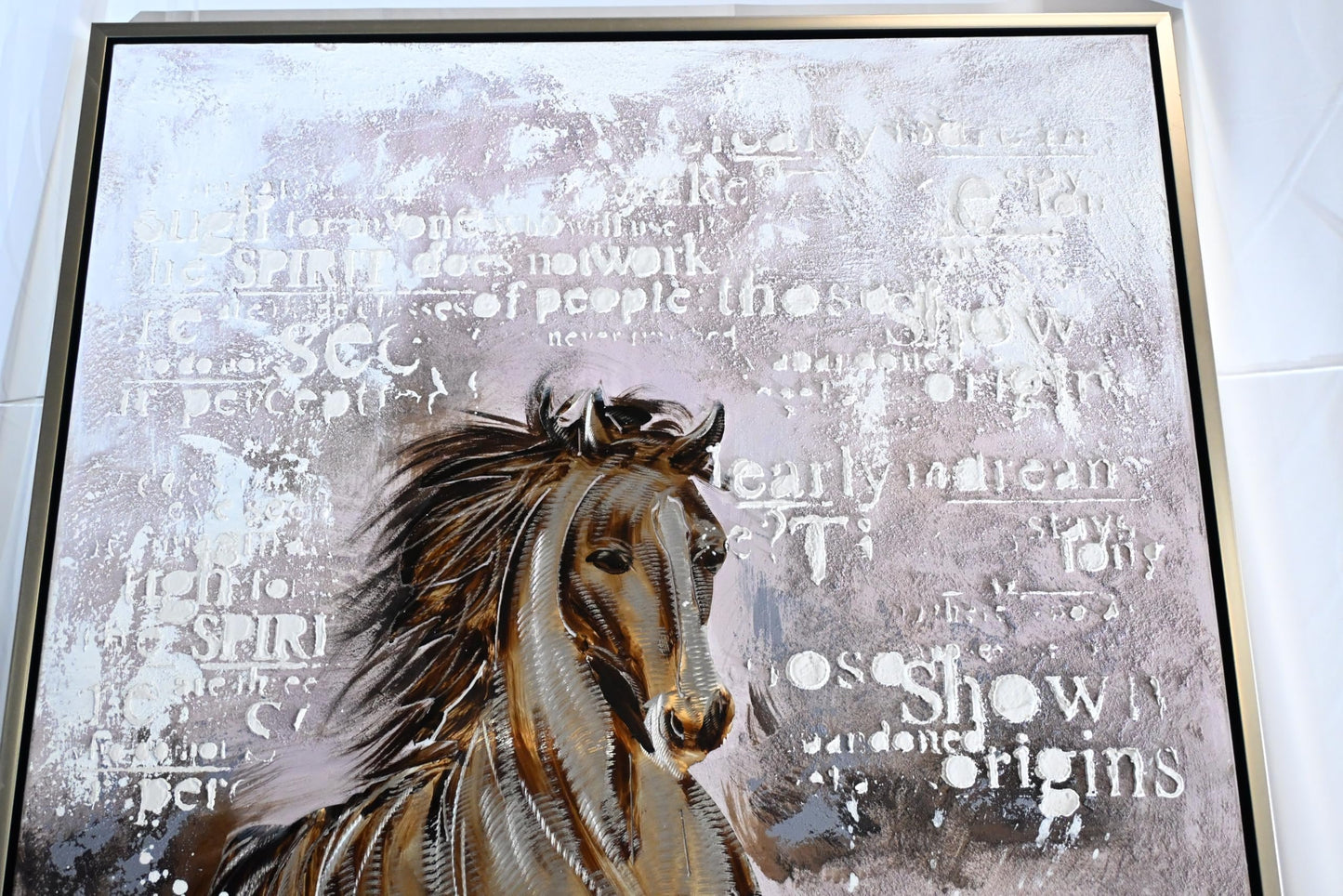 Black Beauty Horse Canvas Painting Framed Abstract Art 61"x41"