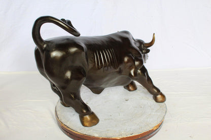Nifao Wall Street Bull Bronze Statue – Handcrafted Lost Wax Casting – Powerful Charging Bull Symbol of Strength, Wealth & Market Success – Office, Business, and Home Décor – 32" x 16" x 21"H