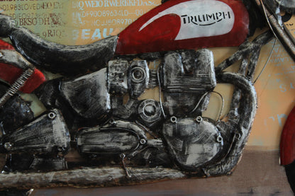 NIFAO Triumph Inspired Classic Motorcycle Painting on Metal 3D 79" x 2" x 40"H