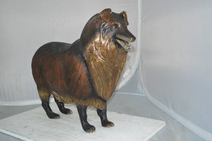 Collie Dog Bronze Statue -  Size: 31"L x 9"W x 24"H.