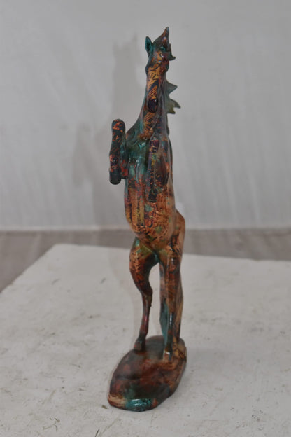 Small Varicolored Rearing Horse Resin Statue Size: 8" x 3" x 13"H