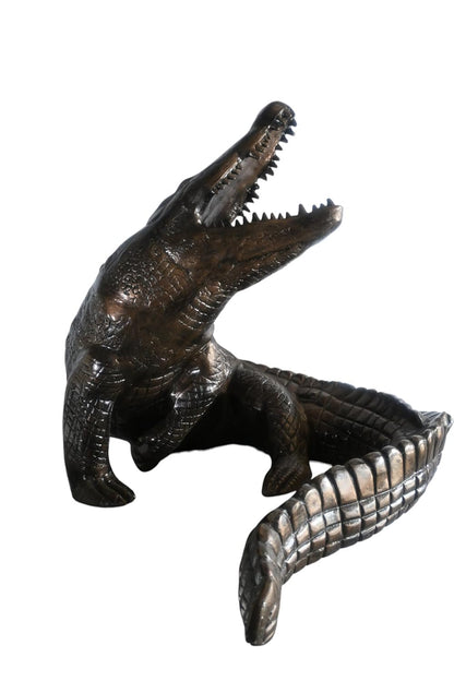 Life Size Giant Rearing Alligator Aluminum Garden Statue 54"x40"x42"H