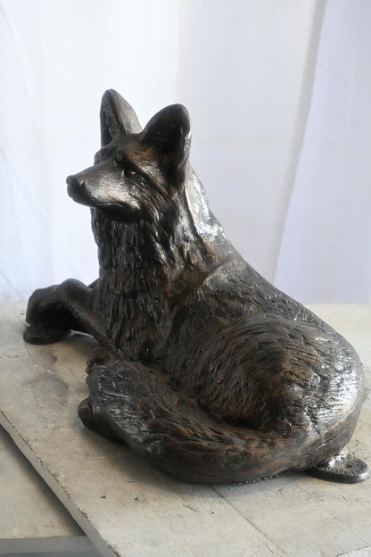 Loyal Resting German Shepherd Handcrafted Aluminum Decor 25"x12"x15"H
