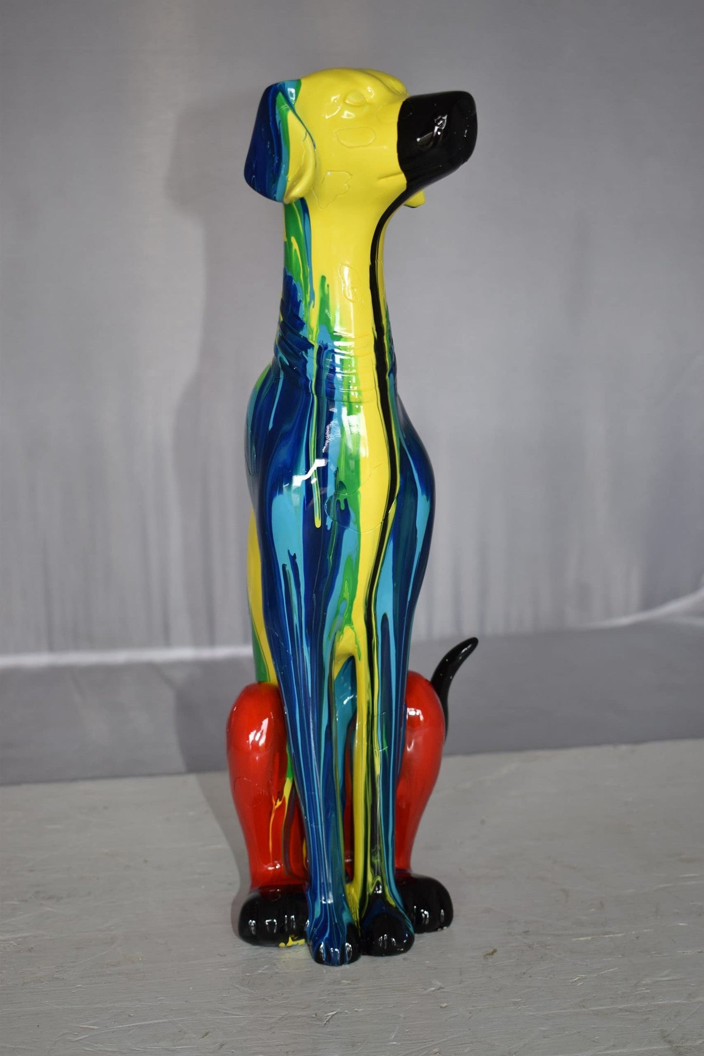 Modern Art of a Greyhound Dog Sitting Statue Made of Resin Size: 7" x 5" x 17"H