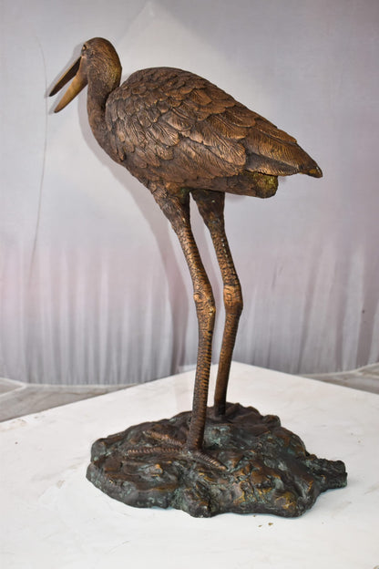 Great Blue Heron Brown Patina Bronze Statue Size: 25" x 15" x 25"H