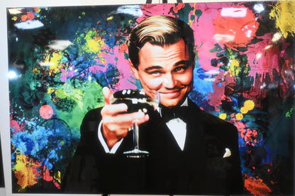 Leonardo DiCaprio Gatsby Toast Resin Covered Canvas 60"x40"