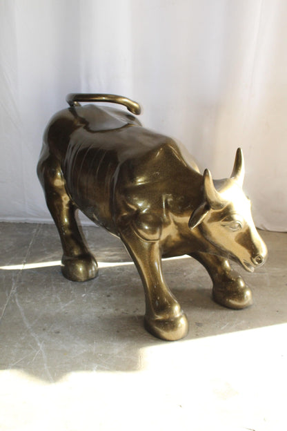 Iconic Giant Fiberglass Bronze Color Wall Street Bull 57" x 28" x 33"H