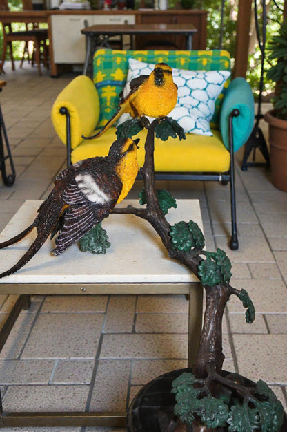 Two Sparrows On Tree - Bronze Statue