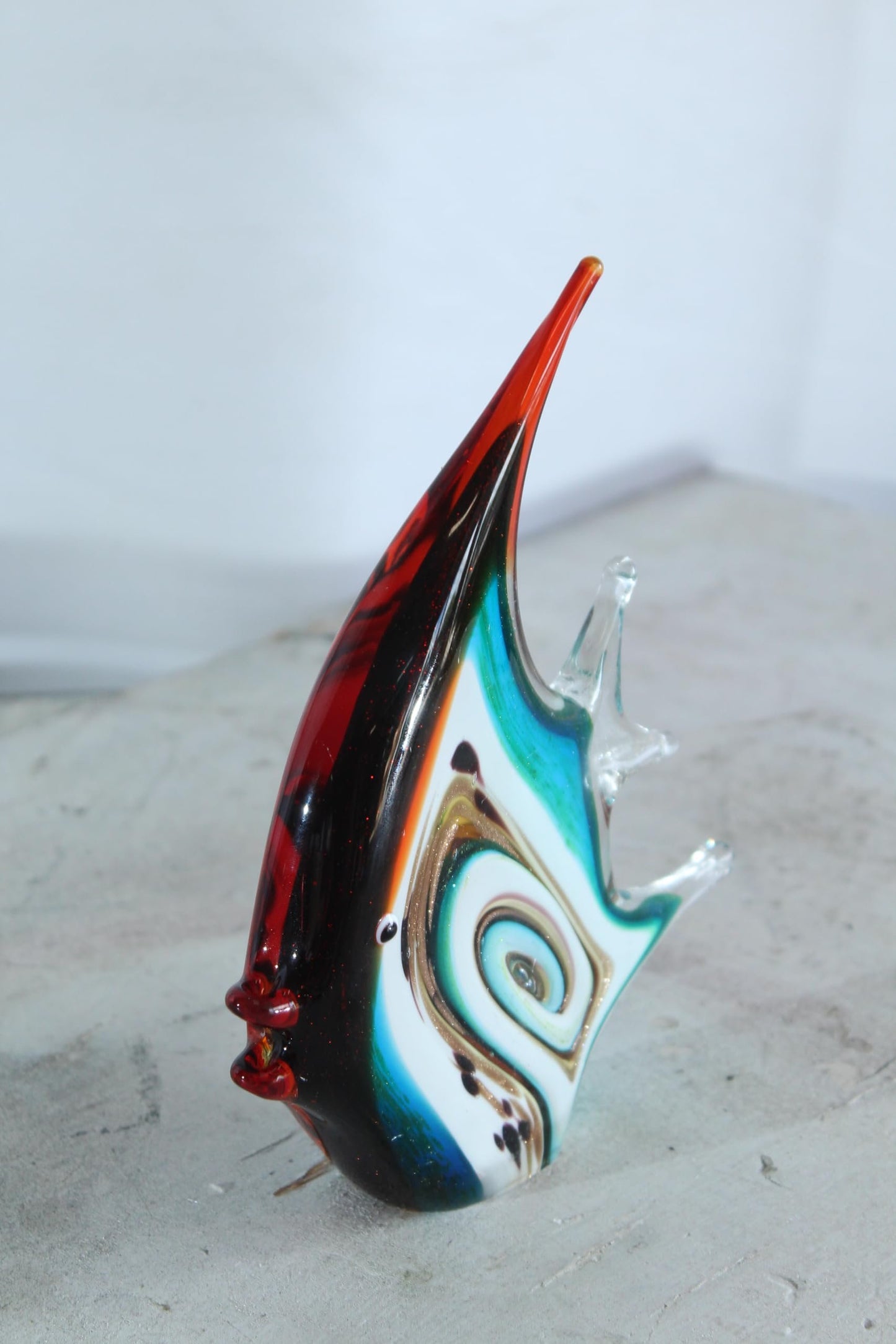 NIFAO Glass Angelfish Sculpture Coastal Art Decor 8" x 2" x 9"H