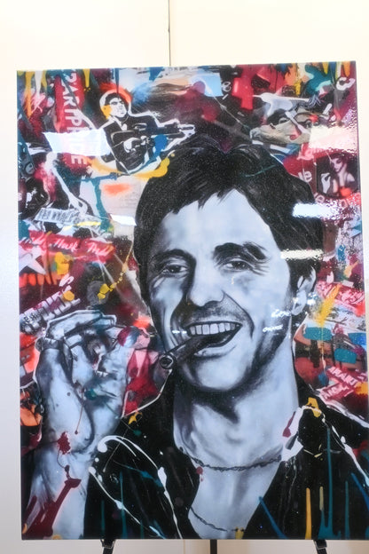 Tony Montana Scarface Pop Art Resin Covered Canvas 43"x59"