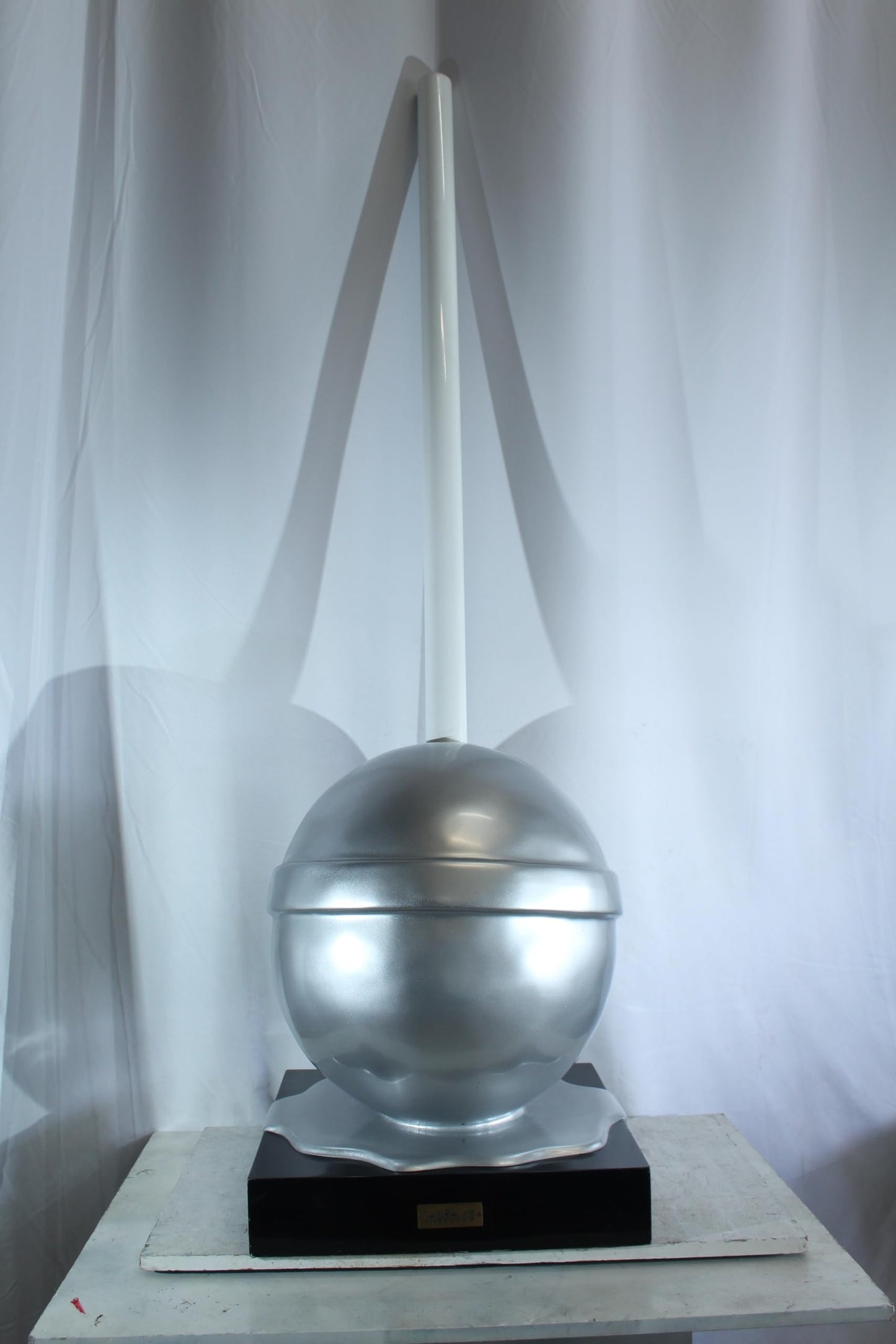 NIFAO Giant Silver Lollipop Sculpture Metallic Pop Art Resin Statue 22"x20"x70"H