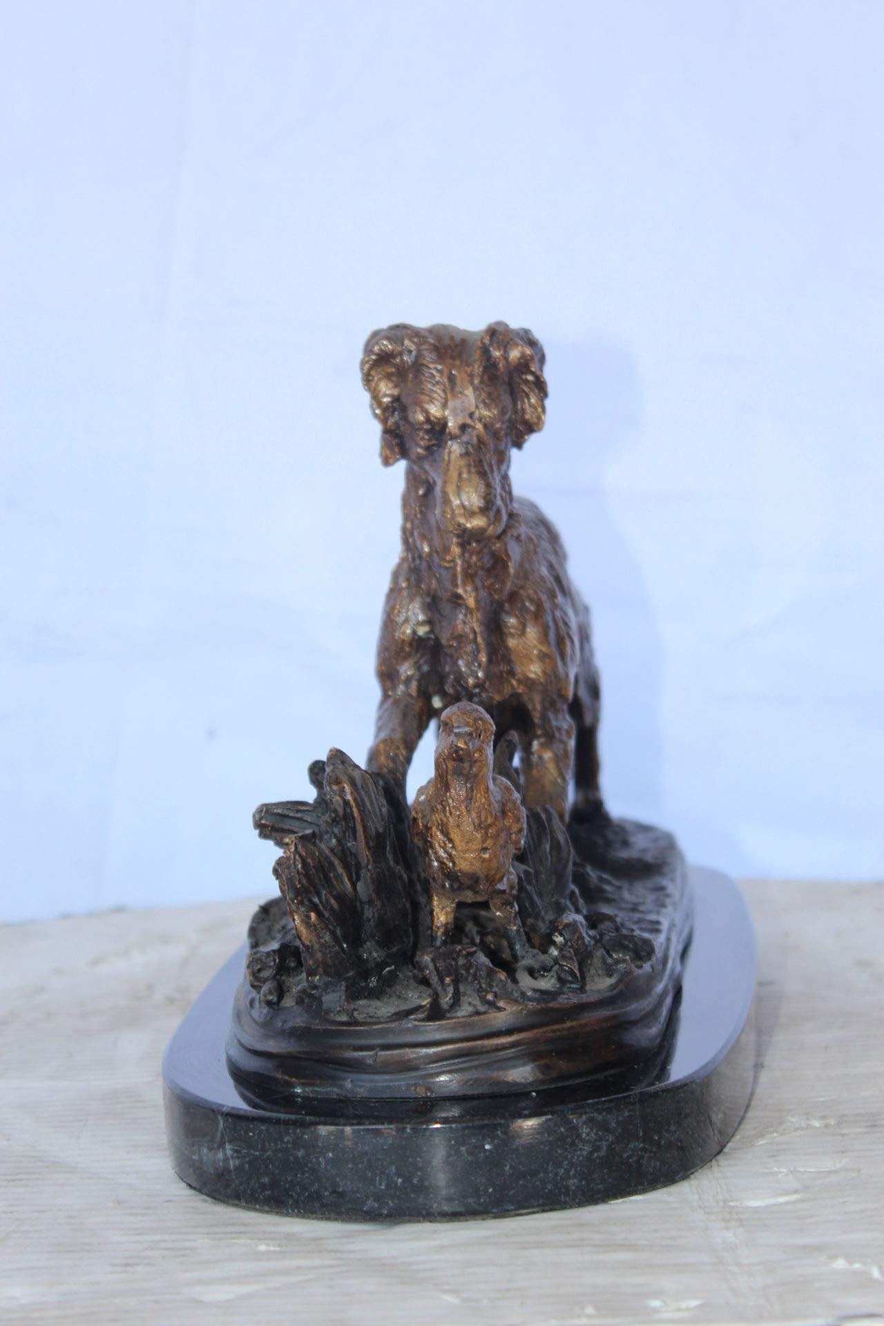 Golden retriever enjoying the outdoors bronze statue -  Size: 16"L x 7"W x 9"H.