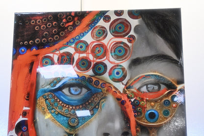 Mosaic Evil Eye Mixed Media Resin Covered Canvas 40"x64"