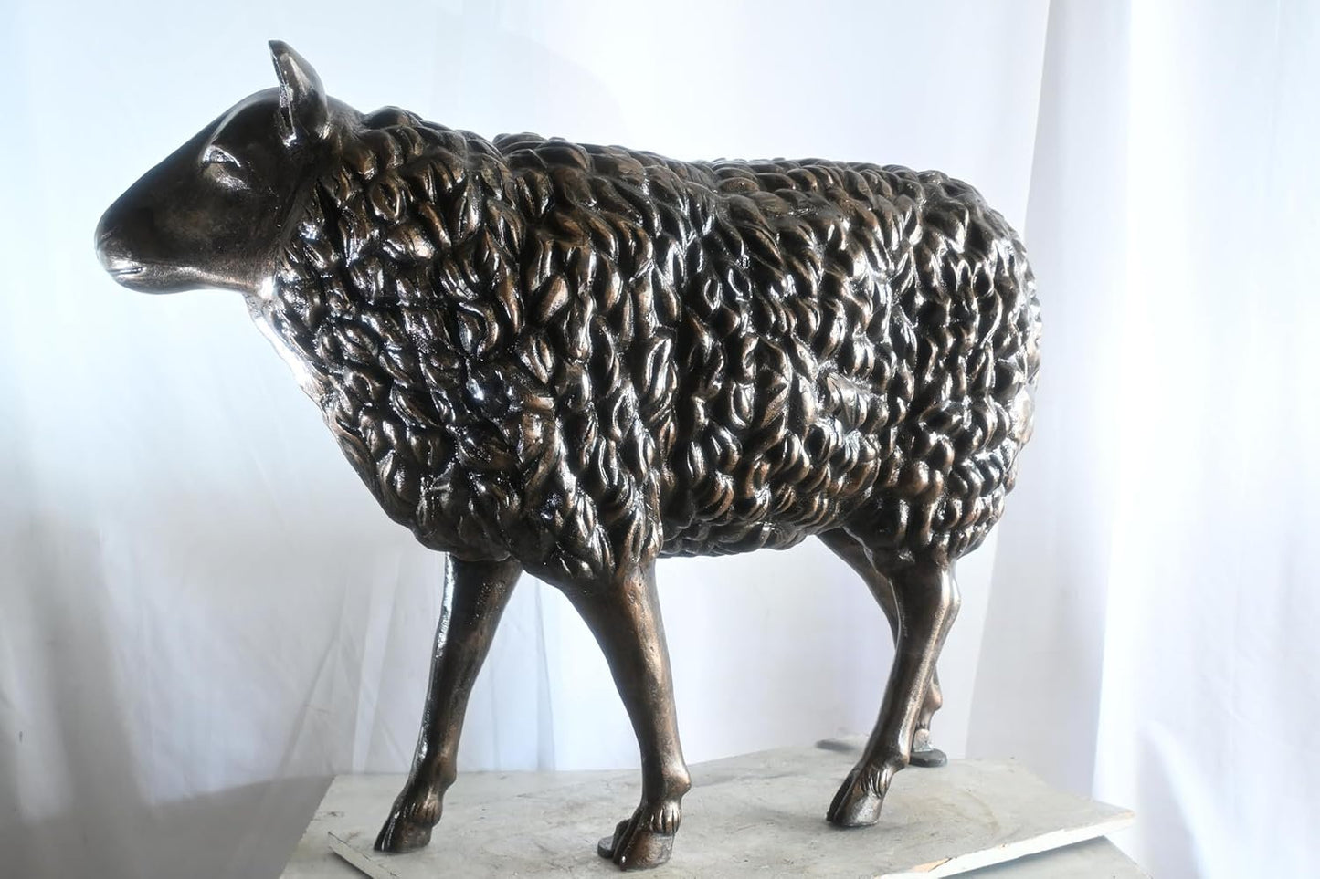 Aluminum Standing Sheep Sculpture Dark Bronze Patina Art 46"x17"x34"H