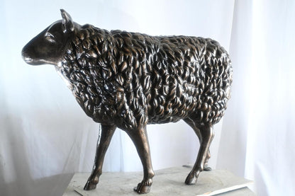 Aluminum Standing Sheep Sculpture Dark Bronze Patina Art 46"x17"x34"H